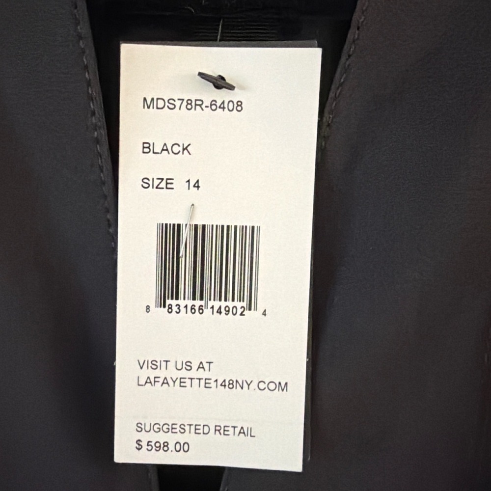 Lafayette 148 New York Black Zip Front Dress Short Sleeve Cotton Blend Size‎ 14 - Picture 8 of 10